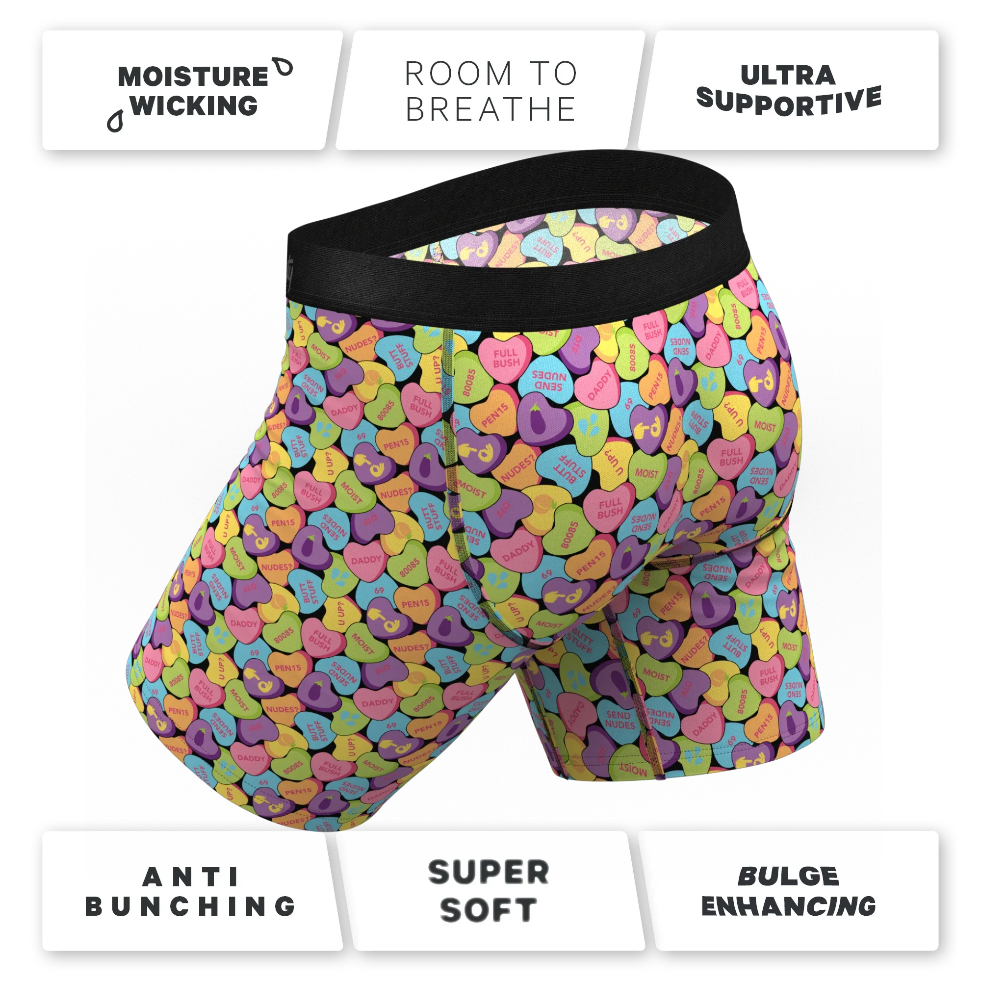 The Candy Crush | Candy Hearts Long Leg Ball Hammock® Pouch Underwear With Fly - Shinesty - Flyclothing LLC