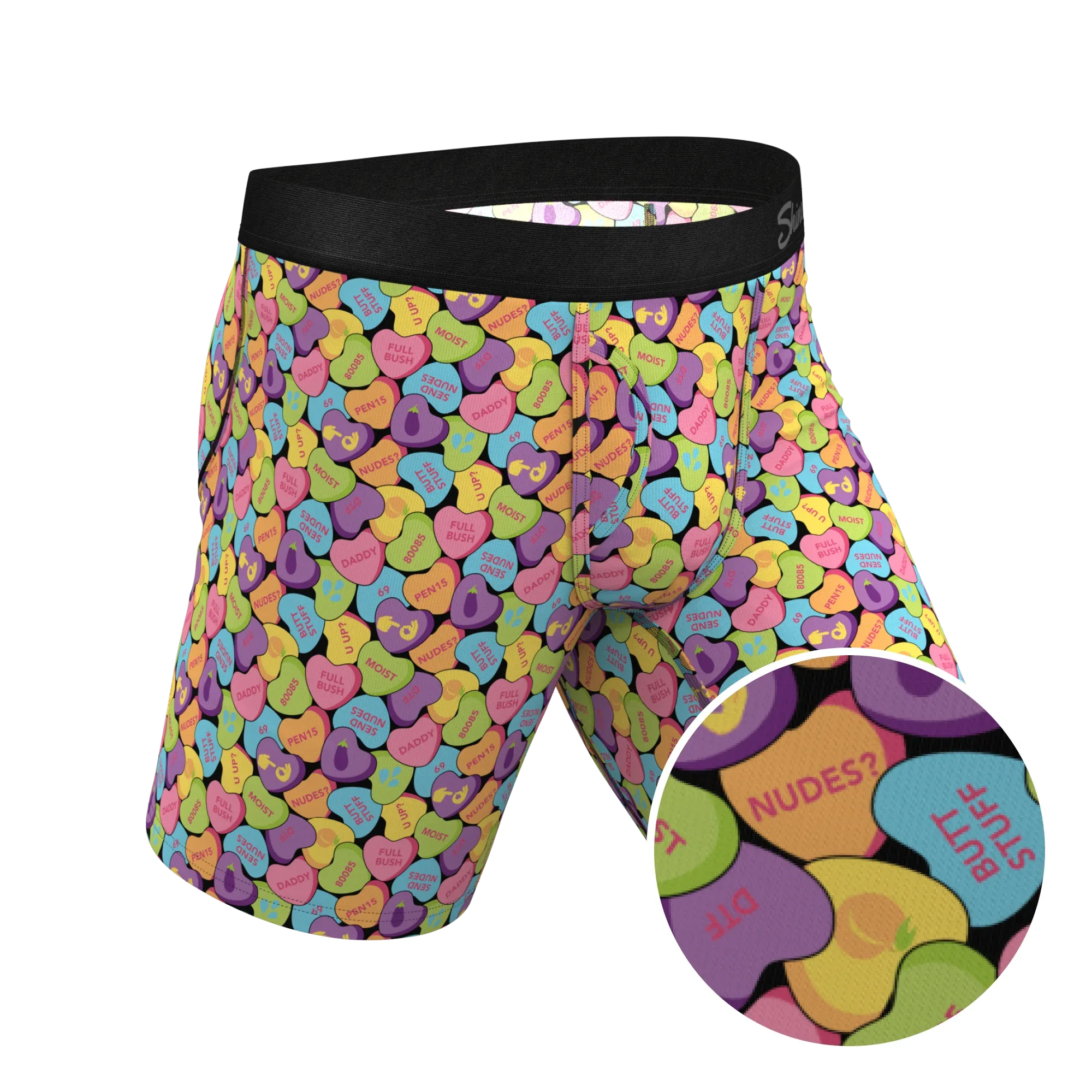 The Candy Crush | Candy Hearts Long Leg Ball Hammock® Pouch Underwear With Fly - Shinesty - Flyclothing LLC