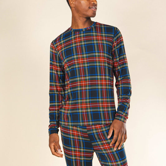 The Cappuccino | Holiday Tartan Plaid SleepDeep™ Men’s Long Sleeve Pajama Shirt - Shinesty - Flyclothing LLC
