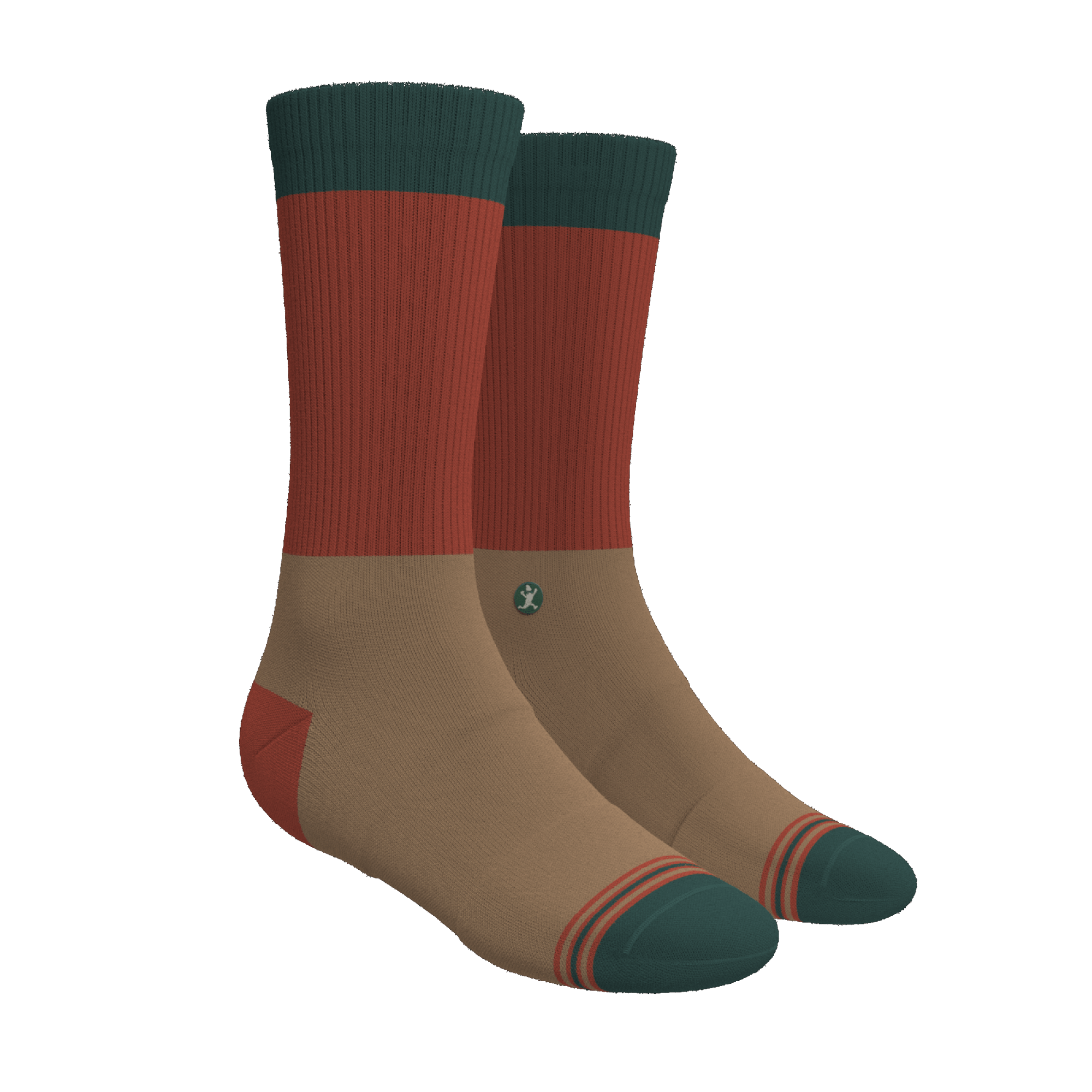 The Car Camper | Earth Tone Color Block Heel Hammock™ Crew Socks - Shinesty