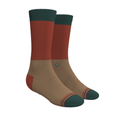 The Car Camper | Earth Tone Color Block Heel Hammock™ Crew Socks - Shinesty