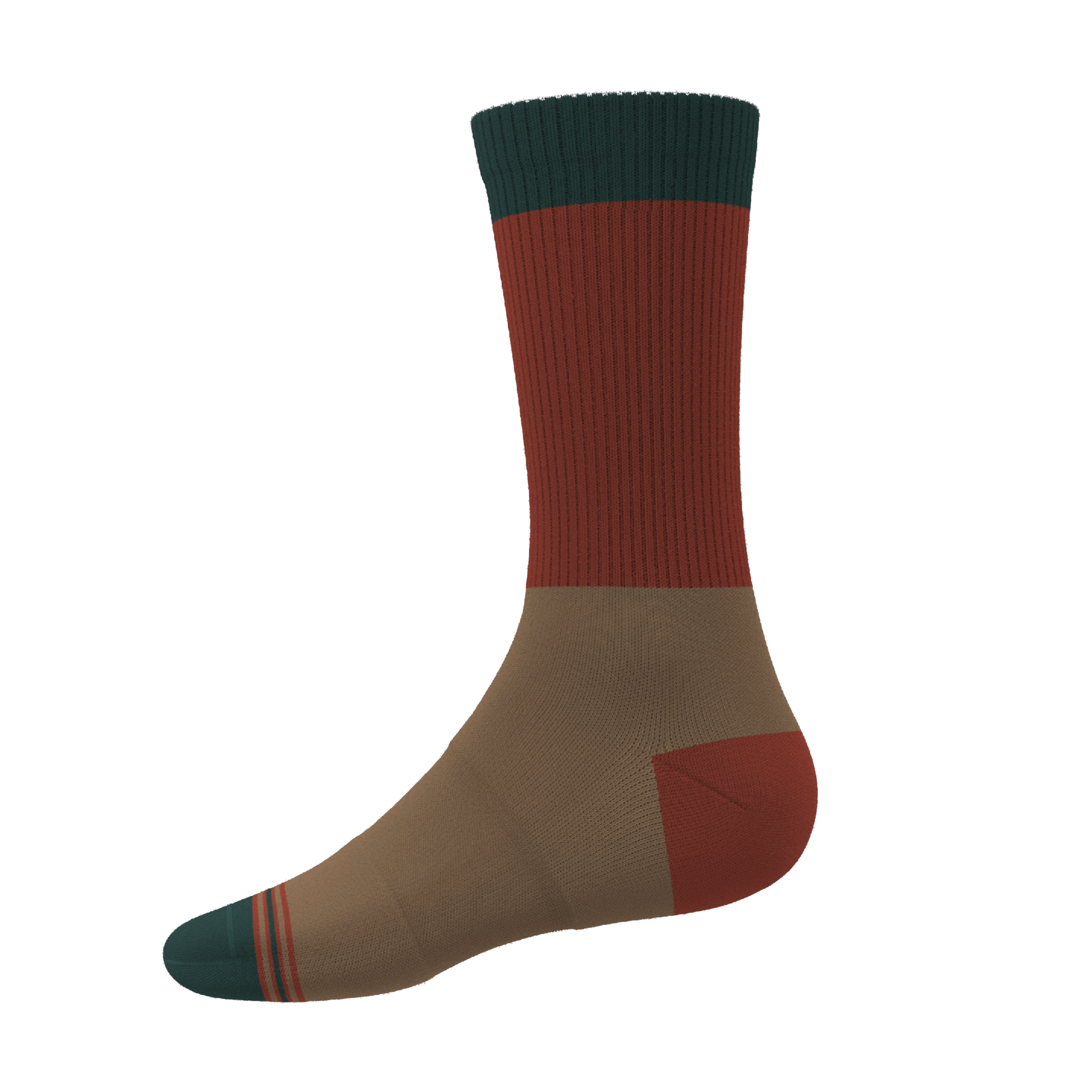 The Car Camper | Earth Tone Color Block Heel Hammock™ Crew Socks - Shinesty