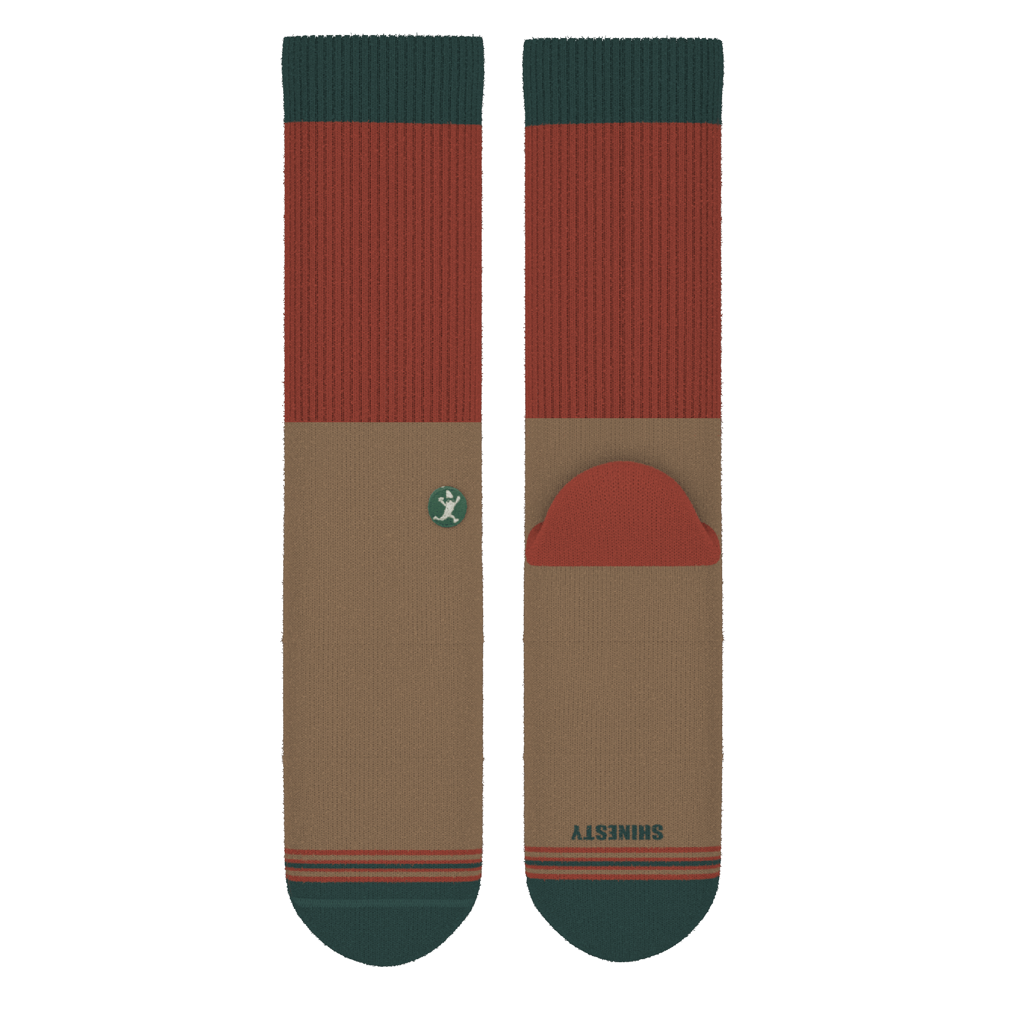 The Car Camper | Earth Tone Color Block Heel Hammock™ Crew Socks - Shinesty