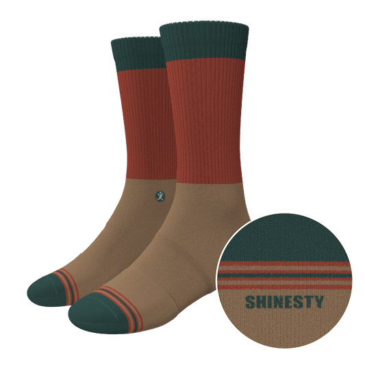 The Car Camper | Earth Tone Color Block Heel Hammock™ Crew Socks - Shinesty