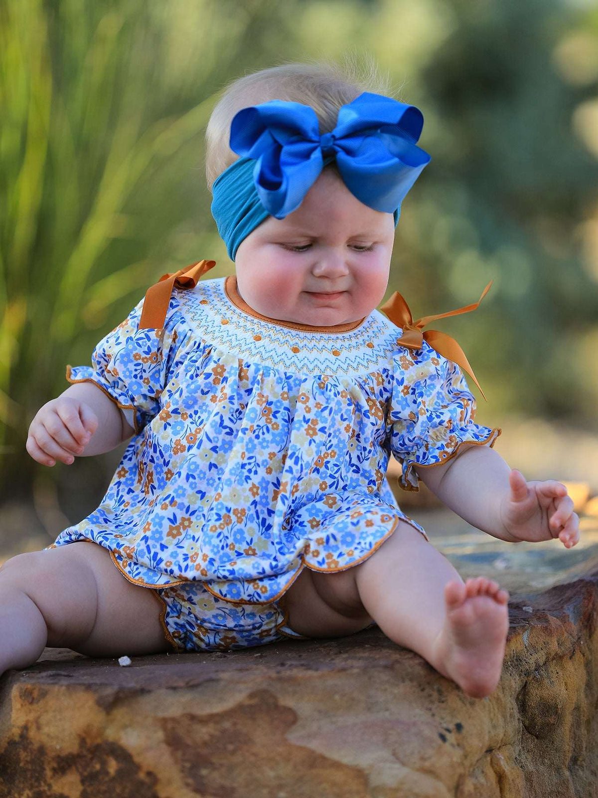 Fall Floral Smocked Girls Bloomer Set - Rylee Faith Designs - Flyclothing LLC