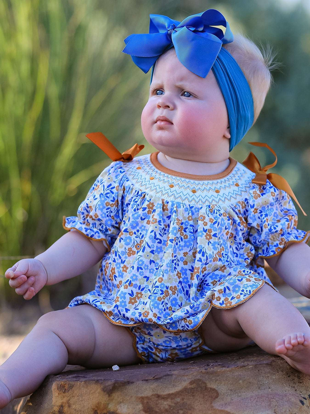 Fall Floral Smocked Girls Bloomer Set - Rylee Faith Designs - Flyclothing LLC