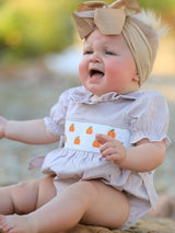 Fall Halloween & Thanksgiving Pumpkin Embroidery Smock Plaid Baby Girl Romper - Rylee Faith Designs - Flyclothing LLC