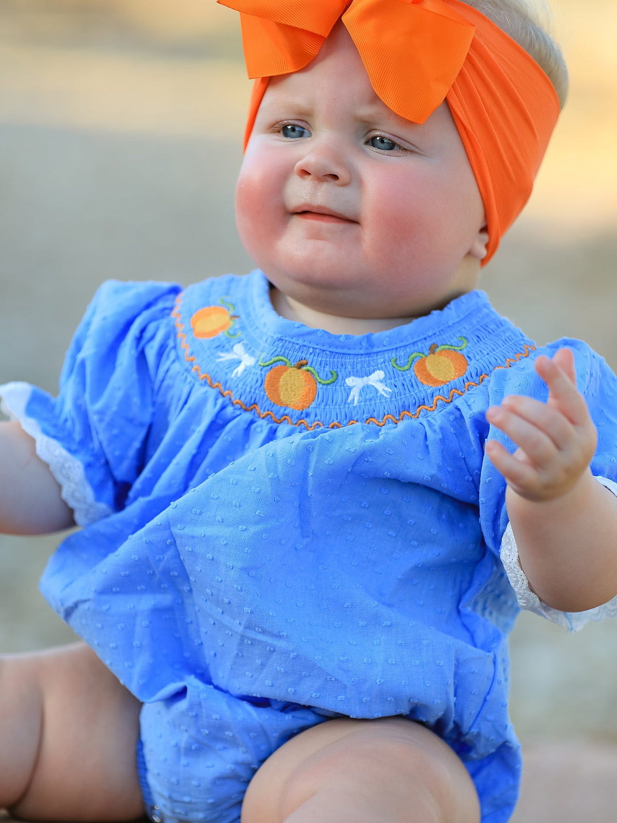 Halloween Thanksgiving Pumpkin Smocked Bubble Romper - Rylee Faith Designs - Flyclothing LLC
