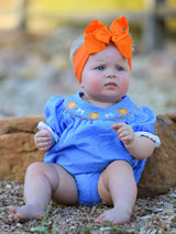 Halloween Thanksgiving Pumpkin Smocked Bubble Romper - Rylee Faith Designs - Flyclothing LLC