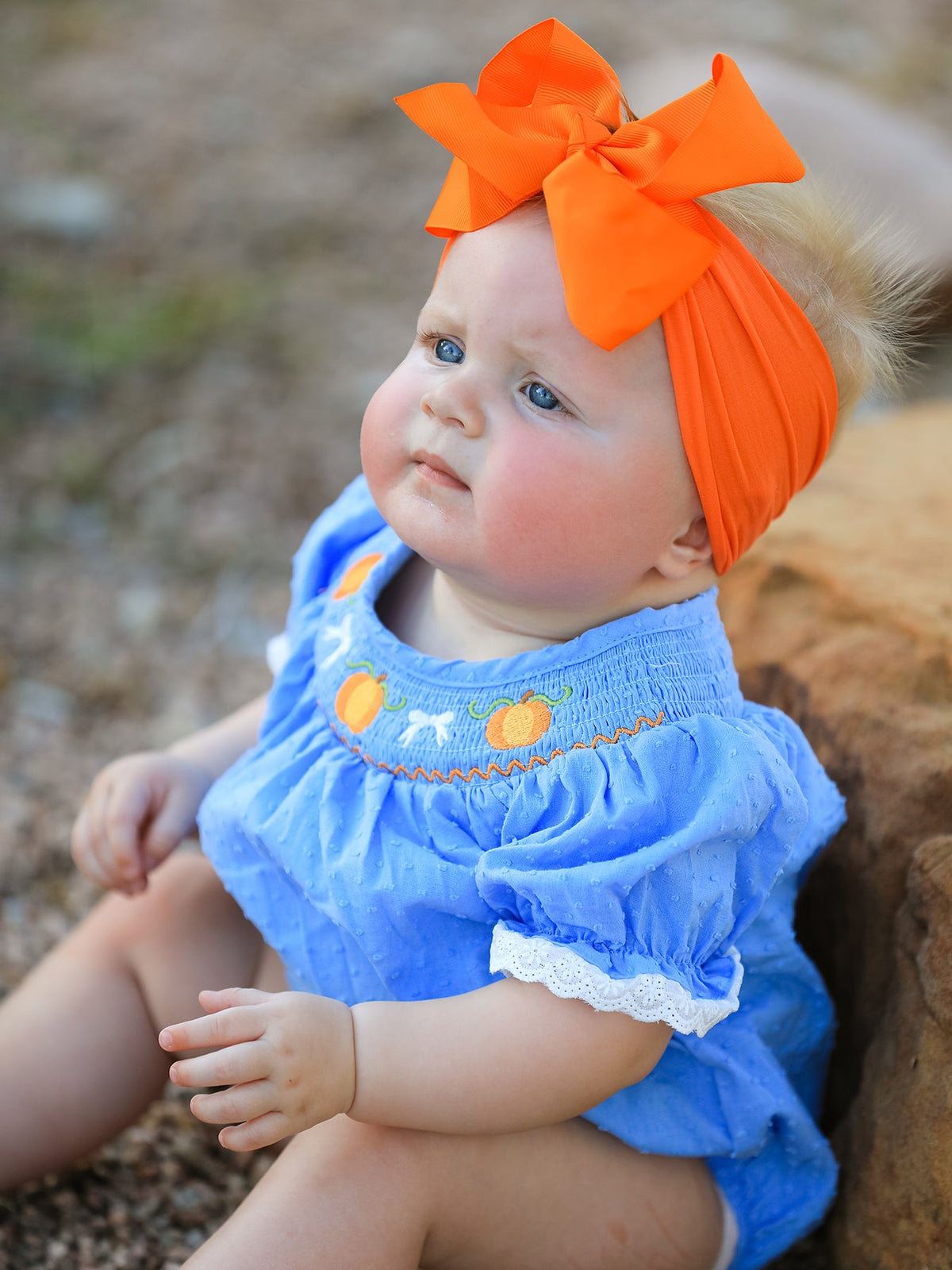 Halloween Thanksgiving Pumpkin Smocked Bubble Romper - Rylee Faith Designs - Flyclothing LLC