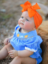 Halloween Thanksgiving Pumpkin Smocked Bubble Romper - Rylee Faith Designs - Flyclothing LLC