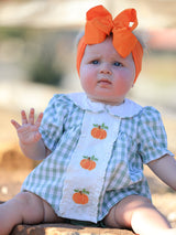 Fall Halloween & Thanksgiving Applique Plaid Girls Bloomers Romper Set - Rylee Faith Designs - Flyclothing LLC
