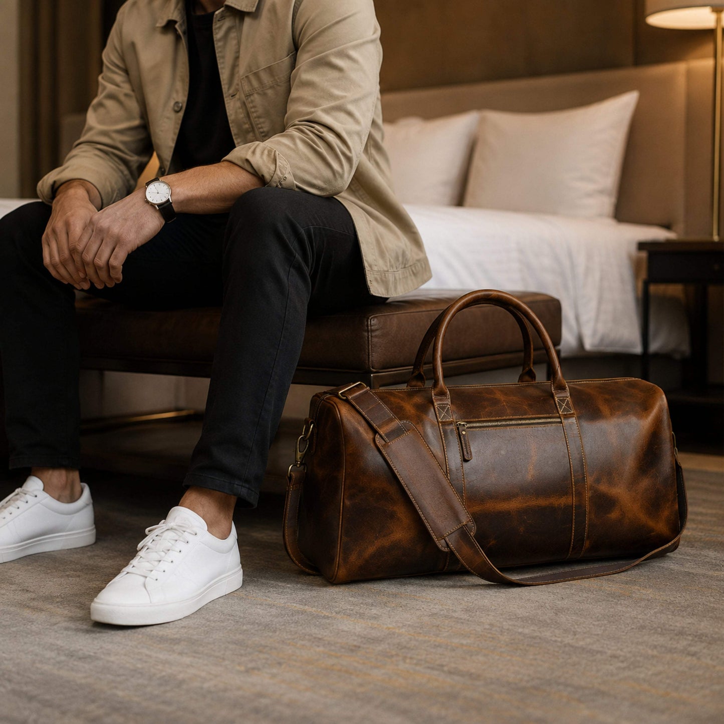 The Buffalo Traveller- Caramel - Classy Leather Bags - Flyclothing LLC