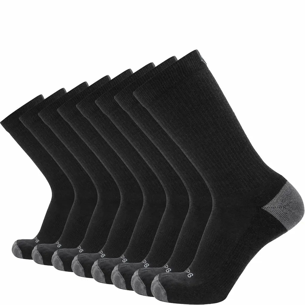 8 Pairs Carbon - Casual Crew Midweight Merino Wool Sock - GRIP6 - Flyclothing LLC