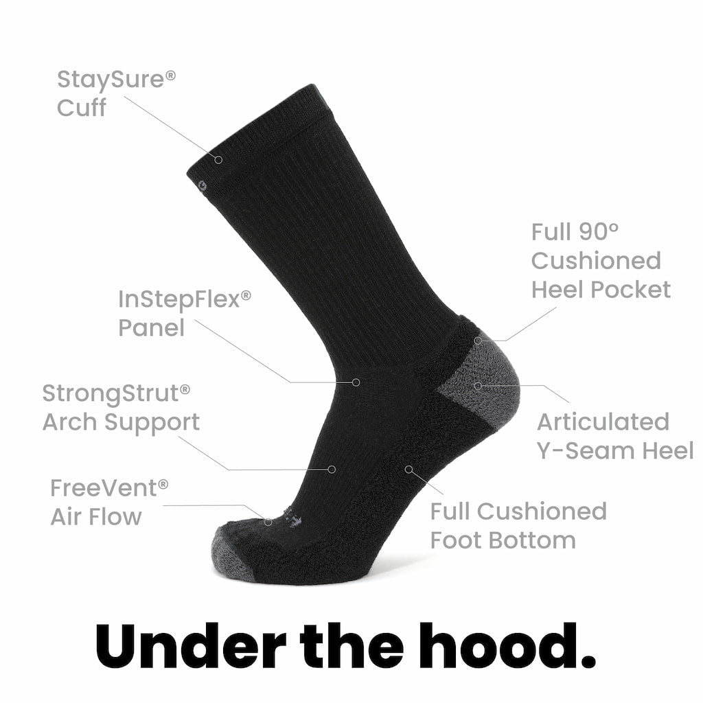 3 Pack Carbon - Casual Crew Midweight Merino Wool Sock - GRIP6 - Flyclothing LLC