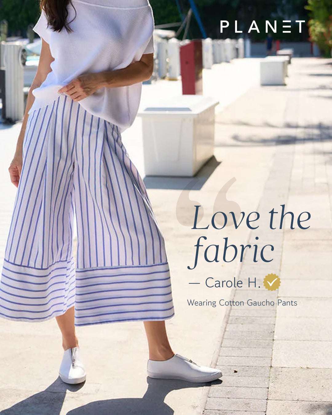 Cotton Gaucho Pants - Nautical Stripe - PLANET by Lauren G - Flyclothing LLC