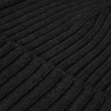 Milano (black) - Italian 100% cashmere ribbed beanie (unisex)