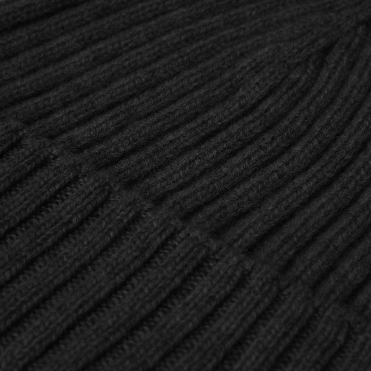 Milano (black) - Italian 100% cashmere ribbed beanie (unisex) - Leather Gloves Online - Flyclothing LLC