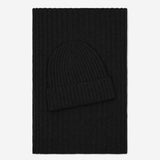 Milano (black) - Italian 100% cashmere ribbed beanie (unisex)