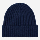 Milano (navy blue) - Italian 100% cashmere ribbed beanie (unisex) - Leather Gloves Online - Flyclothing LLC