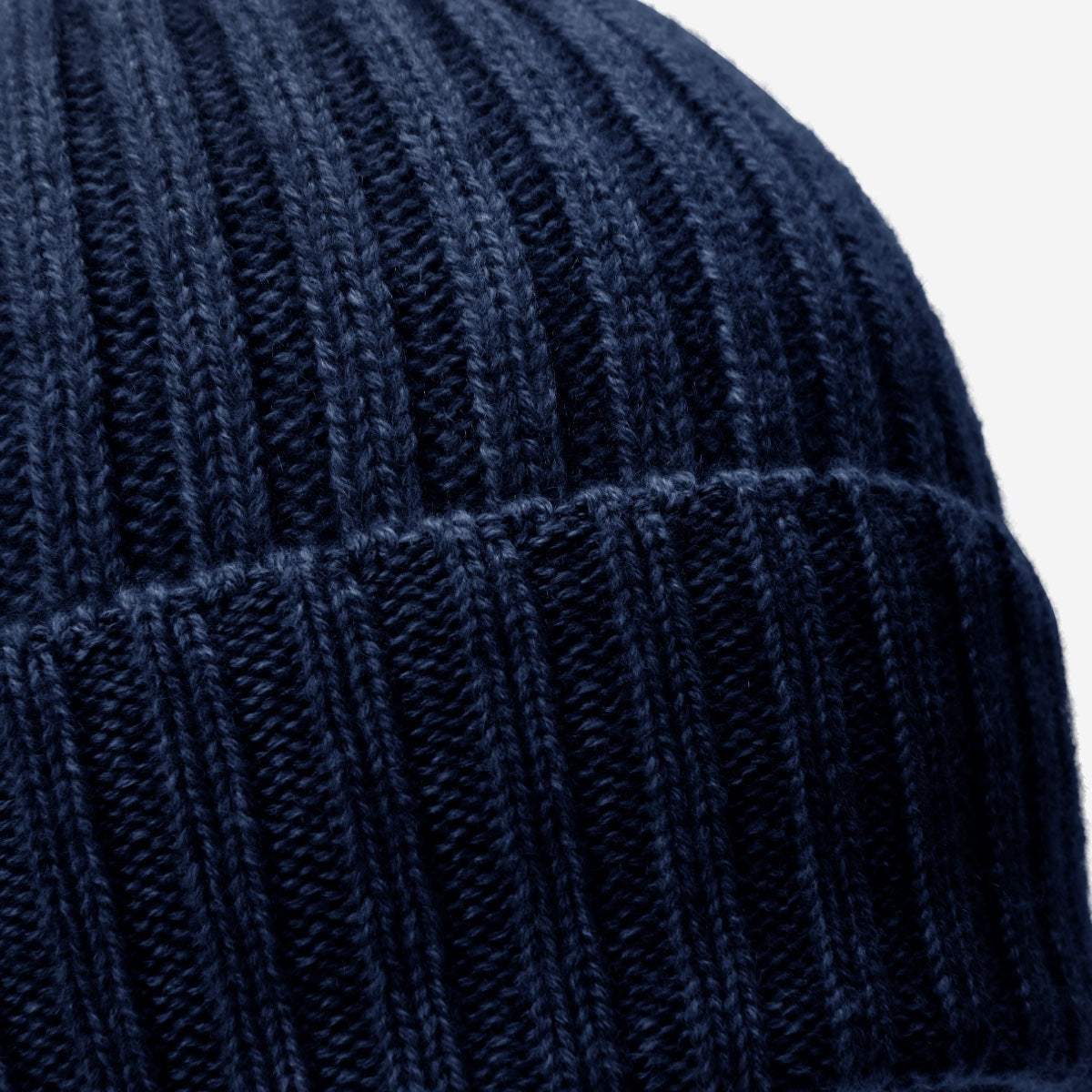Milano (navy blue) - Italian 100% cashmere ribbed beanie (unisex) - Leather Gloves Online - Flyclothing LLC
