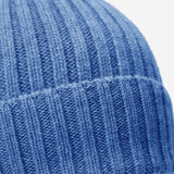 Milano (light blue) - Italian 100% cashmere ribbed beanie (unisex) - Leather Gloves Online - Flyclothing LLC