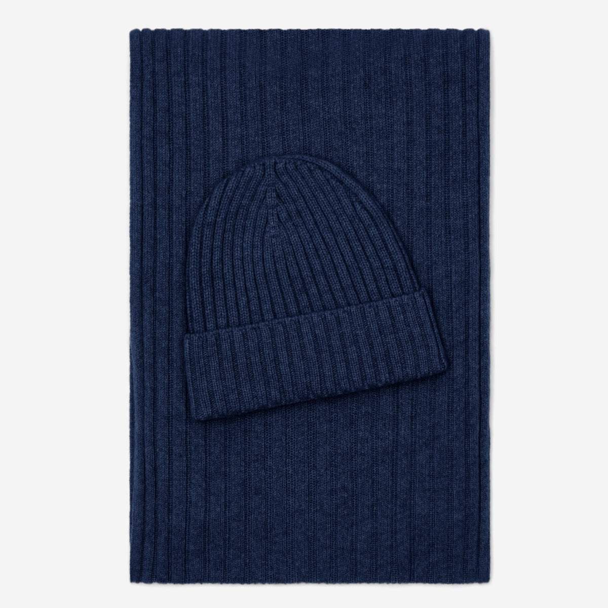 Milano (navy blue) - Italian 100% cashmere ribbed beanie (unisex) - Leather Gloves Online - Flyclothing LLC
