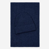 Milano (navy blue) - Italian 100% cashmere ribbed beanie (unisex) - Leather Gloves Online - Flyclothing LLC