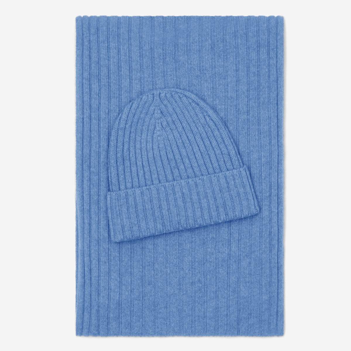 Milano (light blue) - Italian 100% cashmere ribbed beanie (unisex) - Leather Gloves Online - Flyclothing LLC