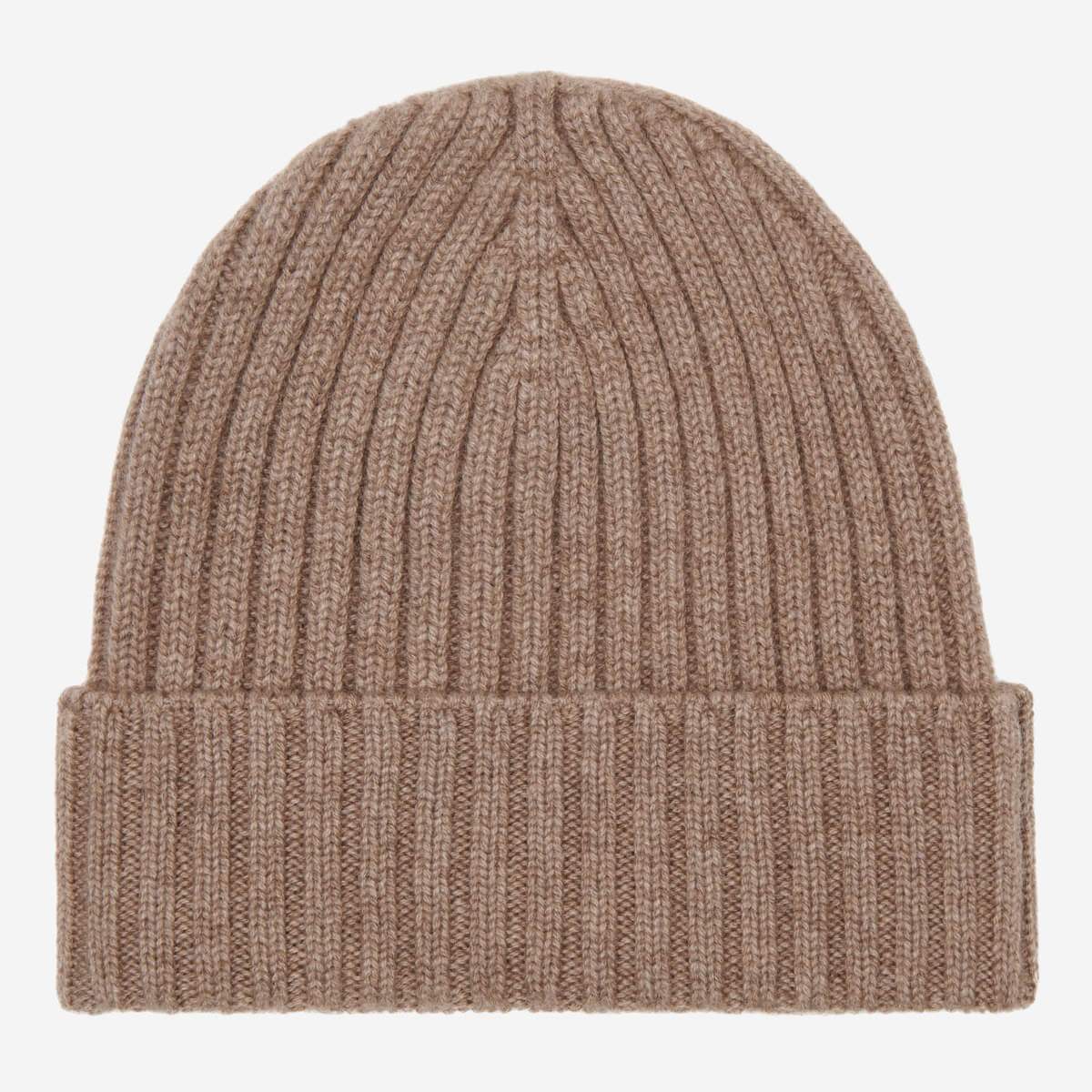 Milano (brown) - Italian 100% cashmere ribbed beanie (unisex)