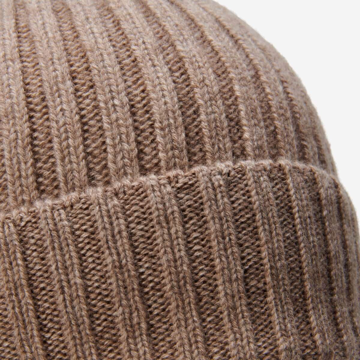 Milano (brown) - Italian 100% cashmere ribbed beanie (unisex)