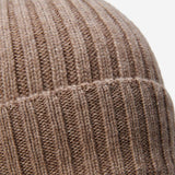Milano (brown) - Italian 100% cashmere ribbed beanie (unisex)