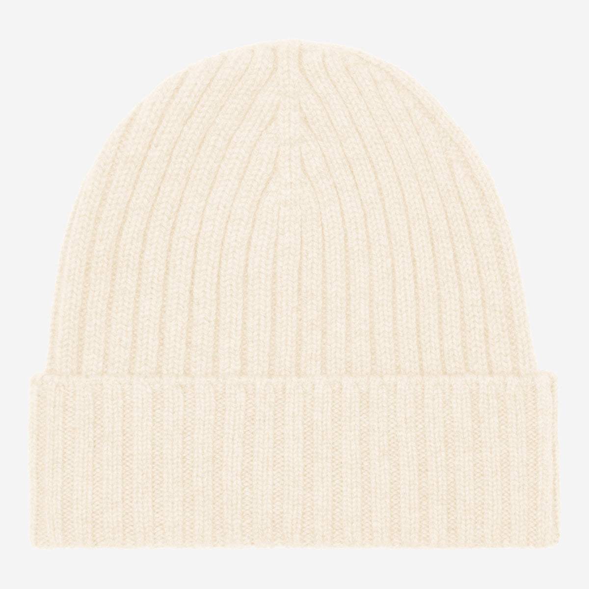 Milano (cream) - Italian 100% cashmere ribbed beanie (unisex)