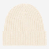 Milano (cream) - Italian 100% cashmere ribbed beanie (unisex)