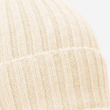 Milano (cream) - Italian 100% cashmere ribbed beanie (unisex)