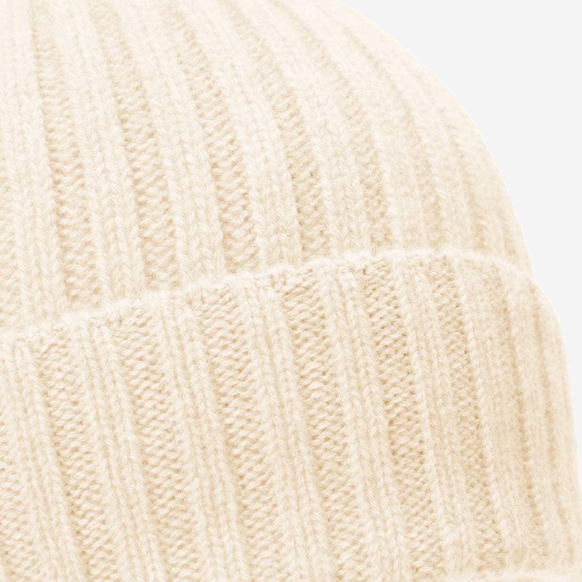 Milano (cream) - Italian 100% cashmere ribbed beanie (unisex)