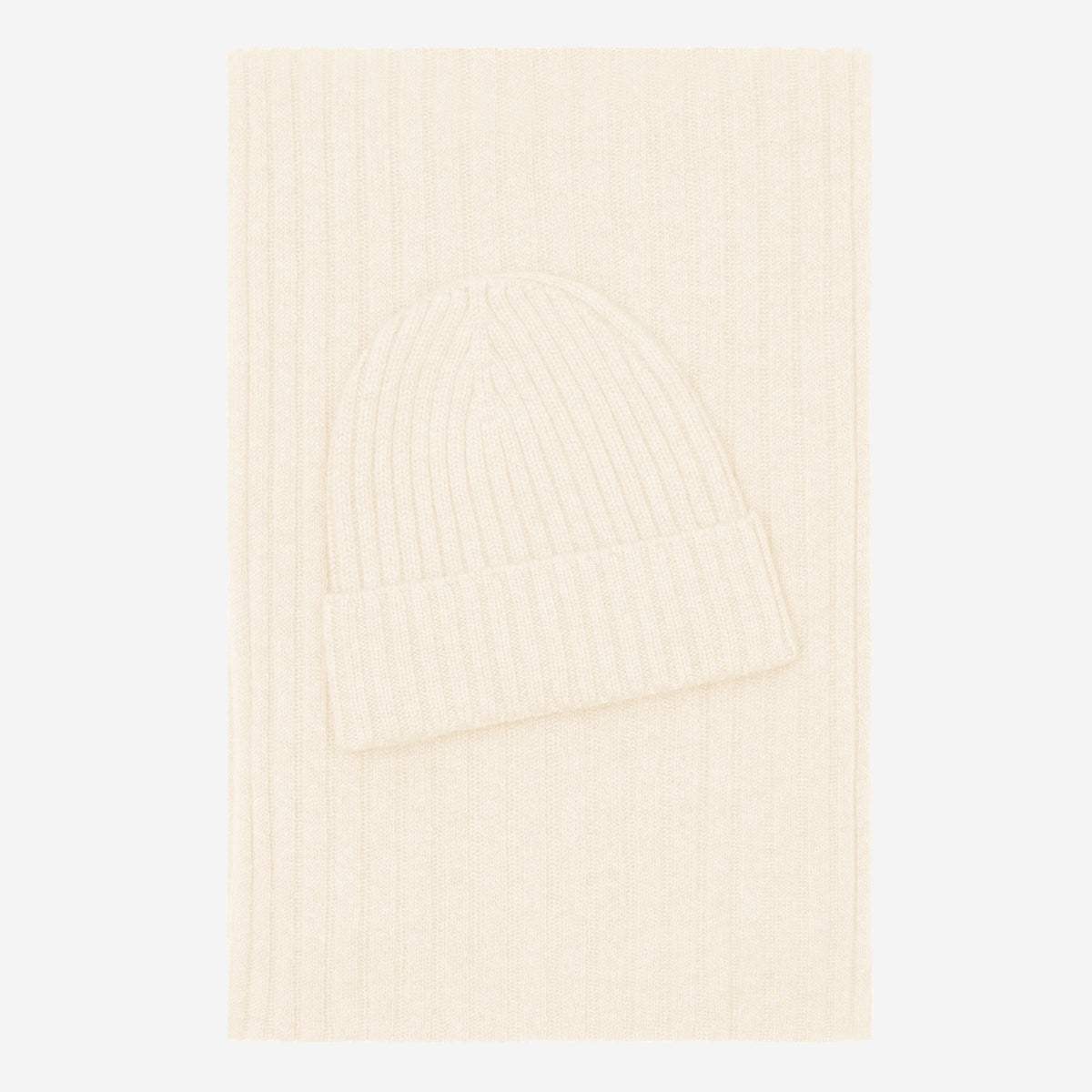 Milano (cream) - Italian 100% cashmere ribbed beanie (unisex)