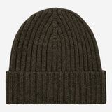 Milano (dark green) - Italian 100% cashmere ribbed beanie (unisex)