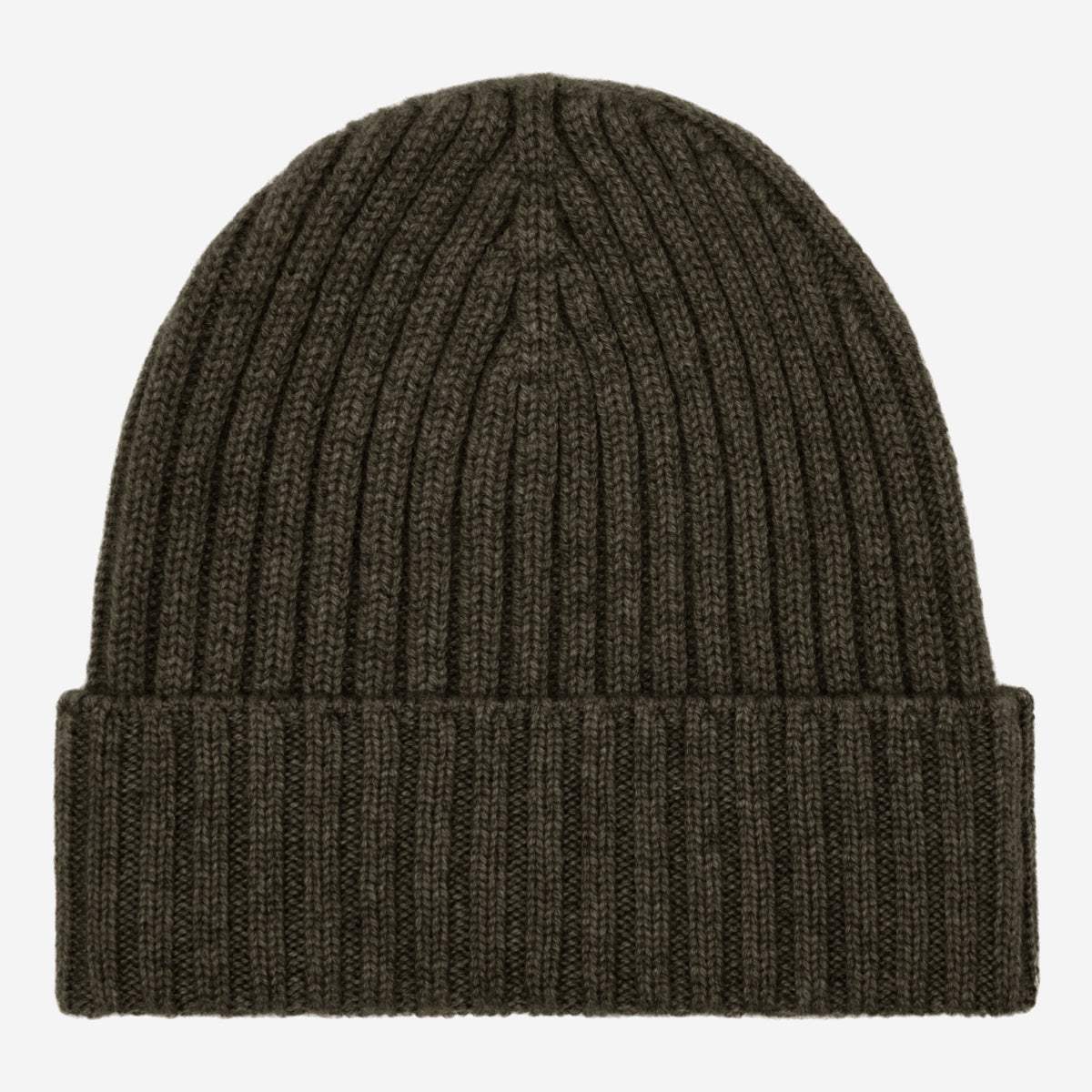 Milano (dark green) - Italian 100% cashmere ribbed beanie (unisex)