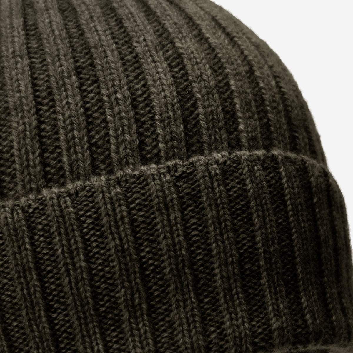 Milano (dark green) - Italian 100% cashmere ribbed beanie (unisex)