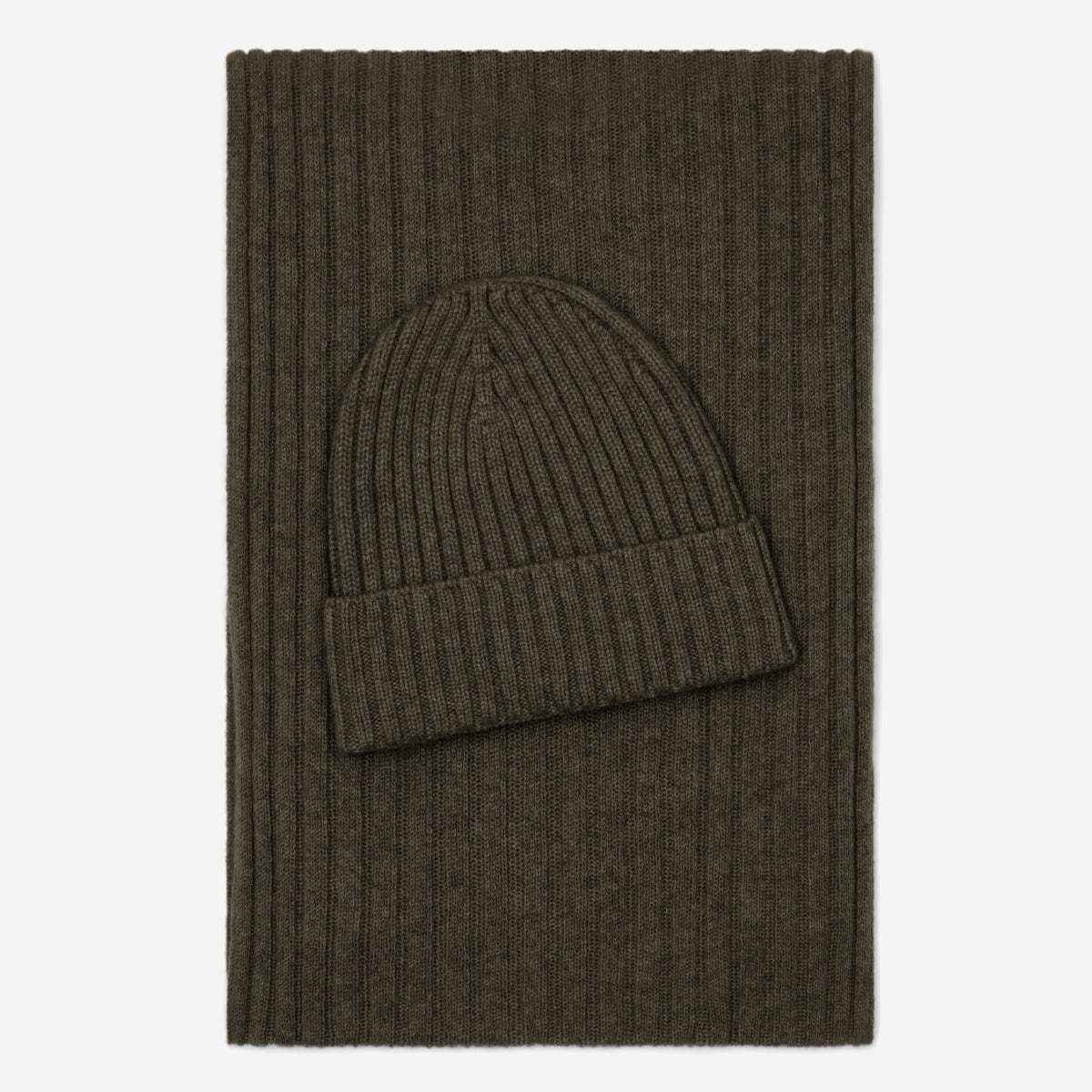 Milano (dark green) - Italian 100% cashmere ribbed beanie (unisex)