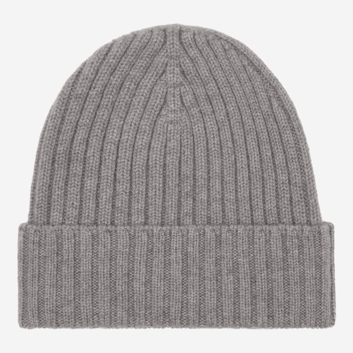 Milano (light grey) - Italian 100% cashmere ribbed beanie (unisex)