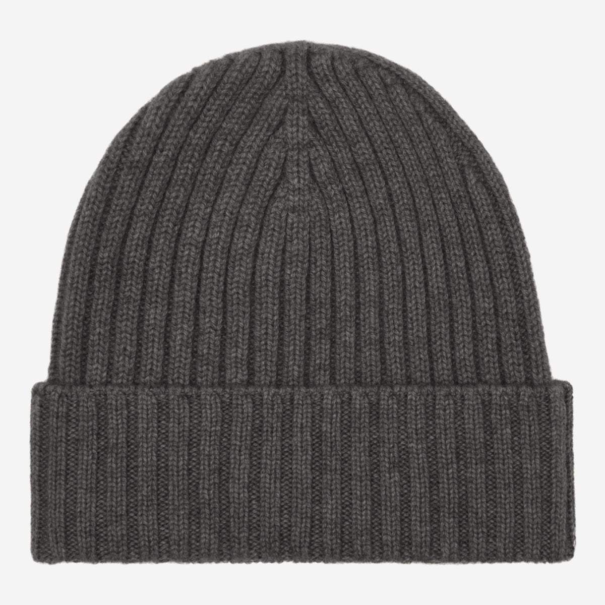 Milano (dark grey) - Italian 100% cashmere ribbed beanie (unisex)