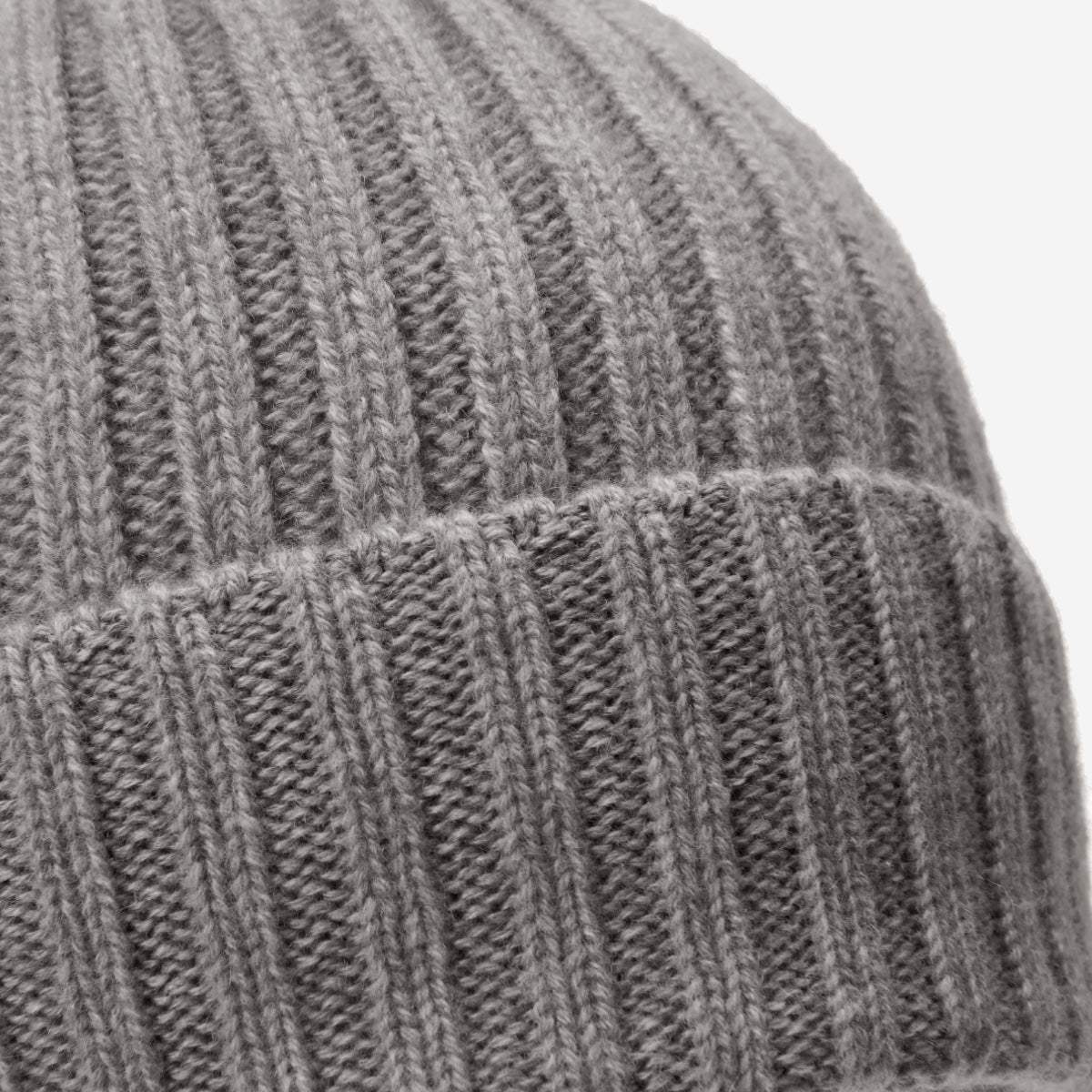 Milano (light grey) - Italian 100% cashmere ribbed beanie (unisex)