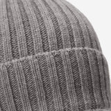 Milano (light grey) - Italian 100% cashmere ribbed beanie (unisex)