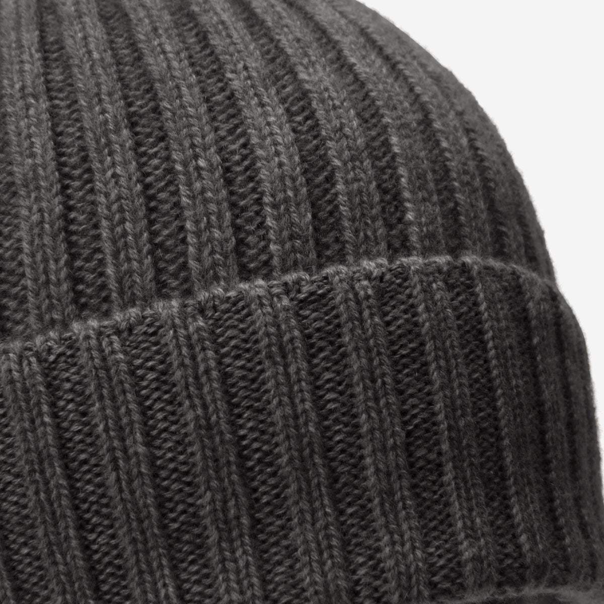 Milano (dark grey) - Italian 100% cashmere ribbed beanie (unisex)