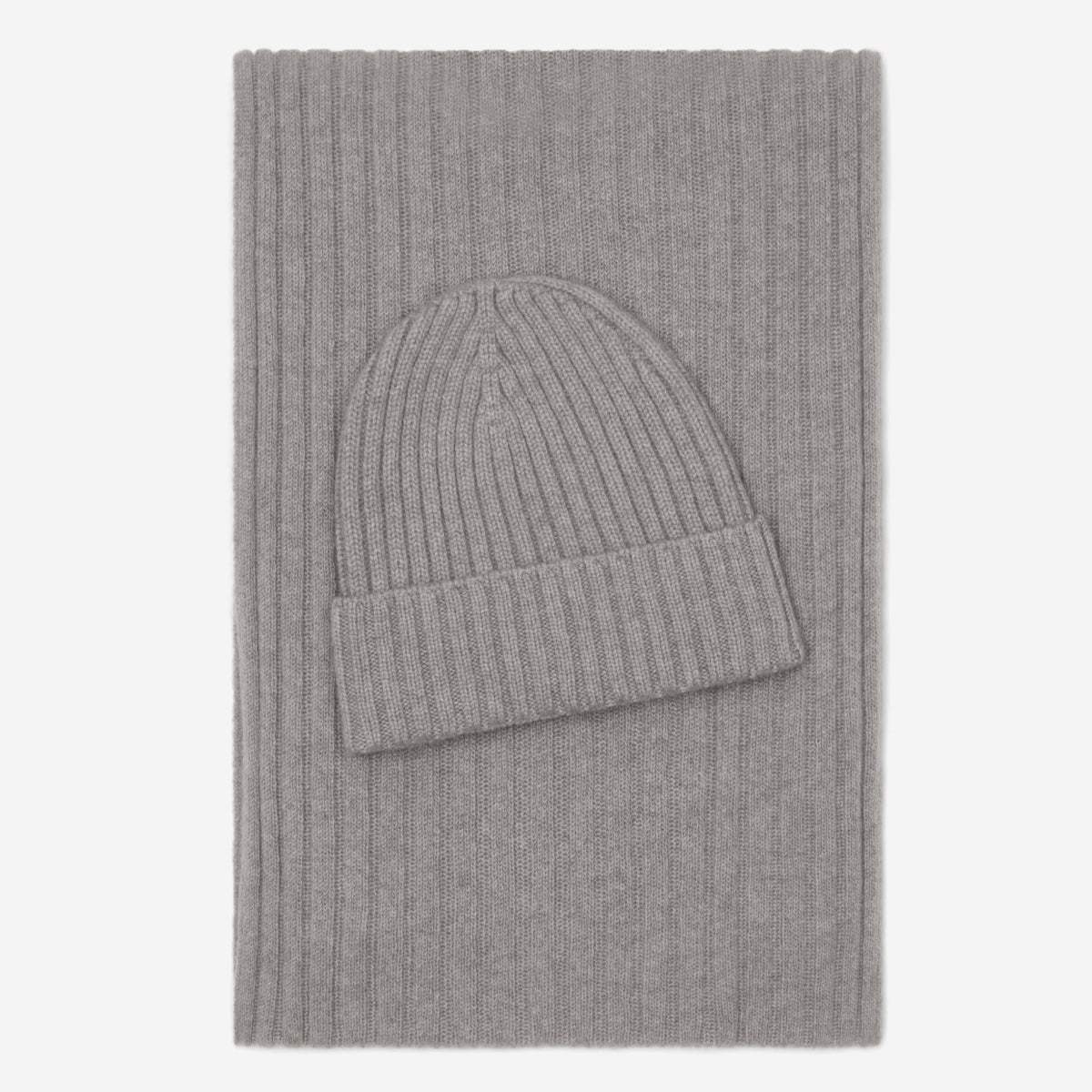 Milano (light grey) - Italian 100% cashmere ribbed beanie (unisex)