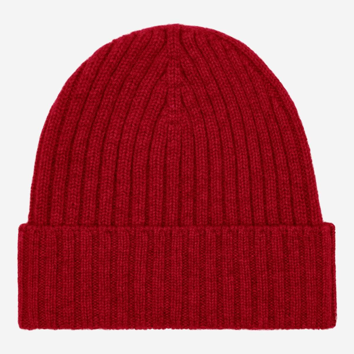 Milano (red) - Italian 100% cashmere ribbed beanie (unisex)