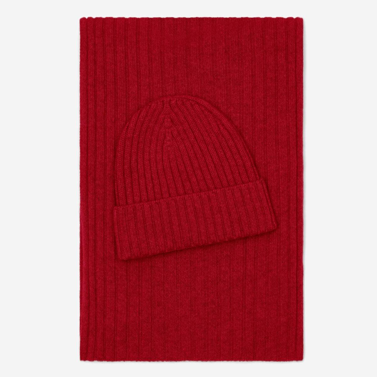 Milano (red) - Italian 100% cashmere ribbed beanie (unisex)