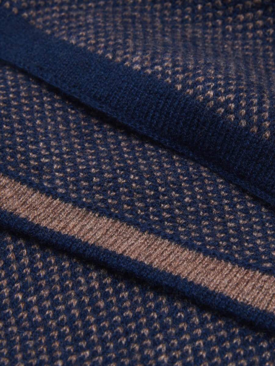 Riccardo (blue & brown) - Italian cashmere scarf with pattern